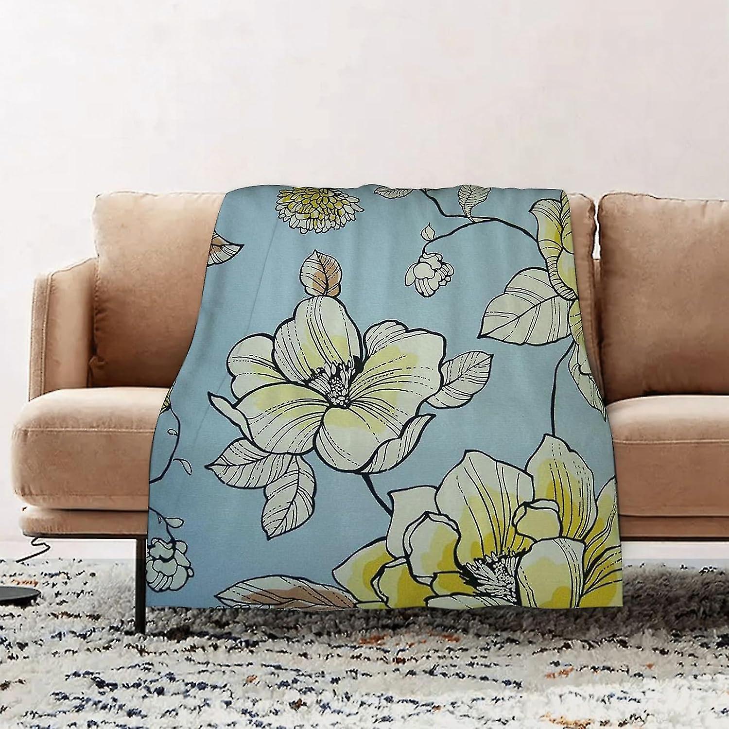 Premium Flannel Throw Blanket - Floral Flannel Blanket Sofa Throw, Blanket Fluffy Soft Throw For Bed And Couch Throw/single