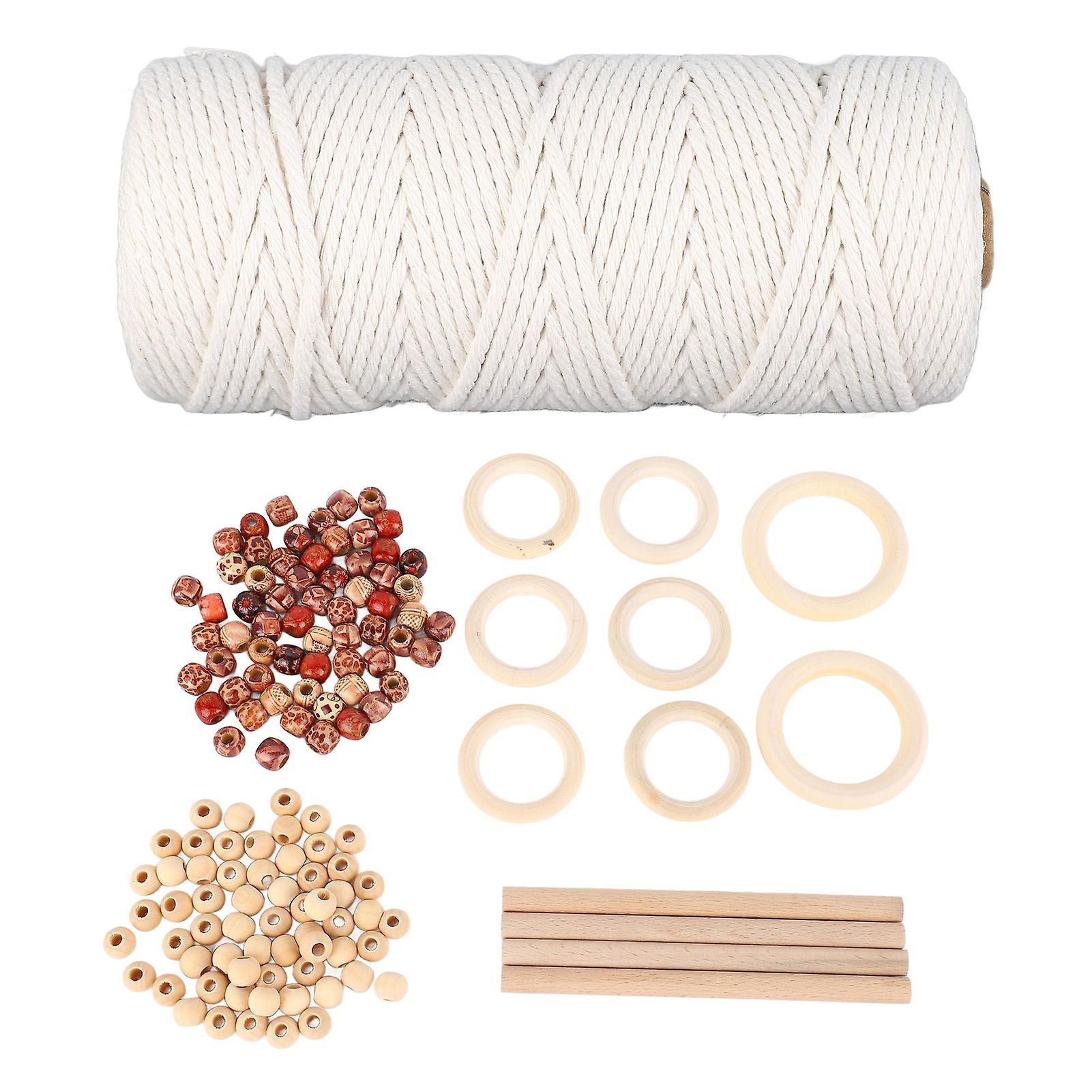 Macrame Kits for Beginners Cotton Macrame Cord with Wooden Beads Wooden Rings Macrame Plant Hanger Kit Macrame Supplies