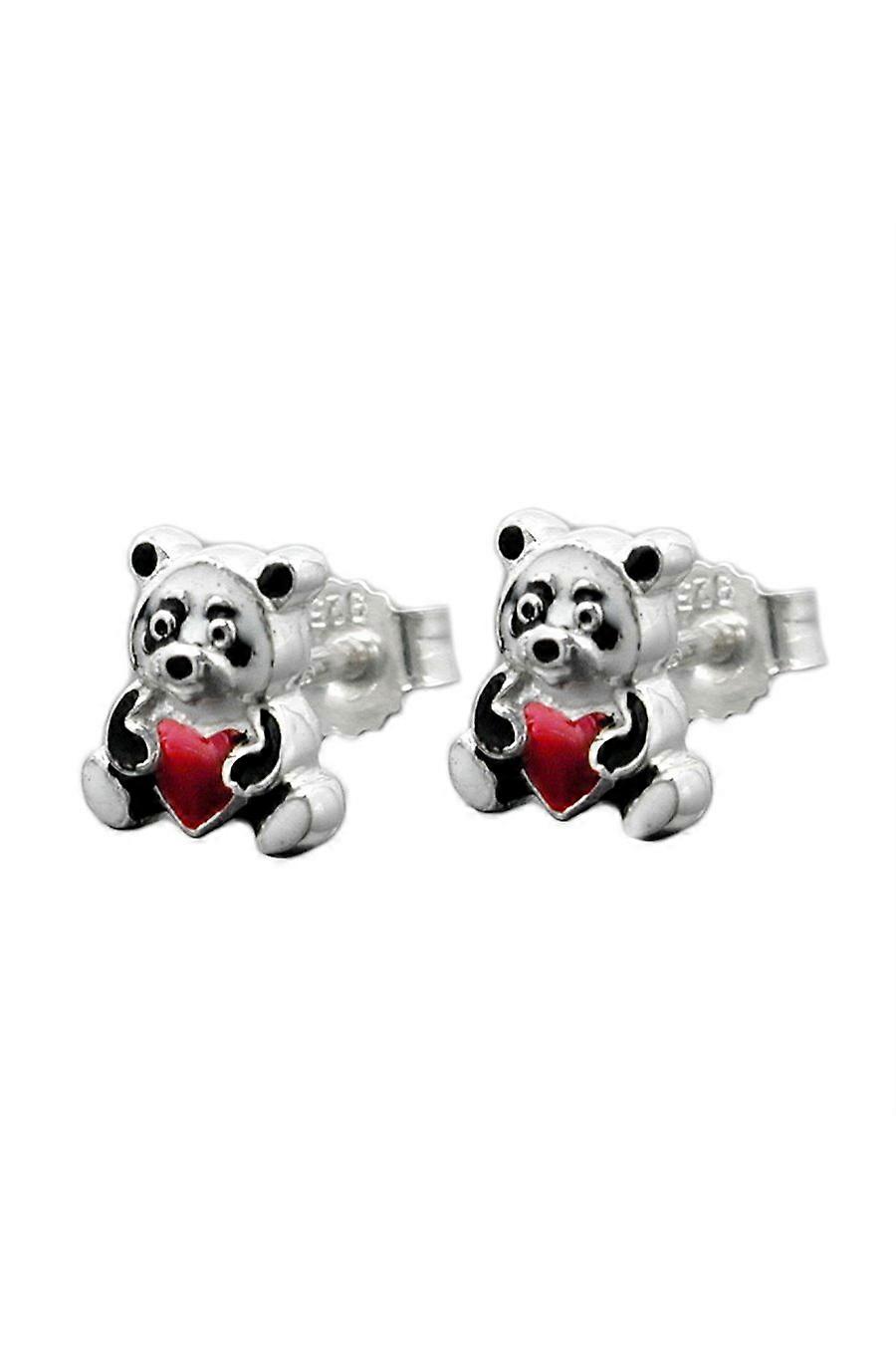 Stud Earrings Coloured Panda Silver 925 - Gl93339