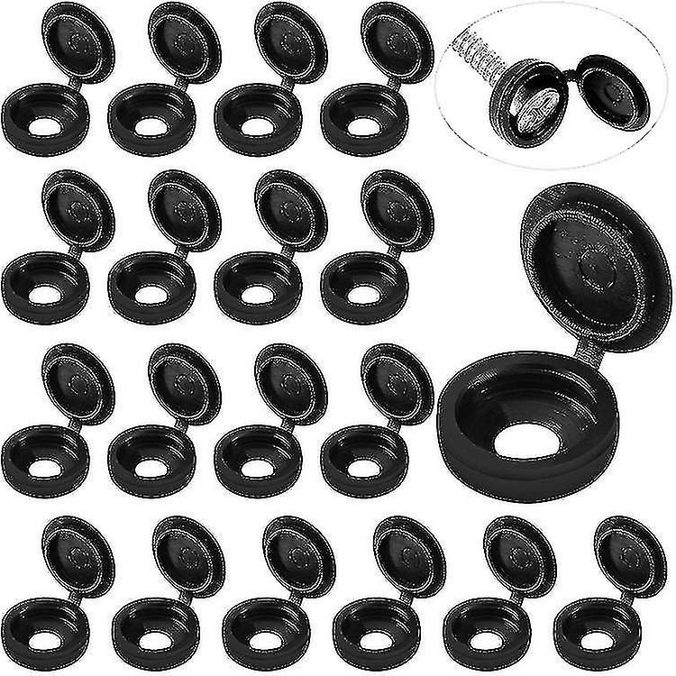 100-Piece Plastic Hinged Screw Cover Caps - Foldable Snap Covers