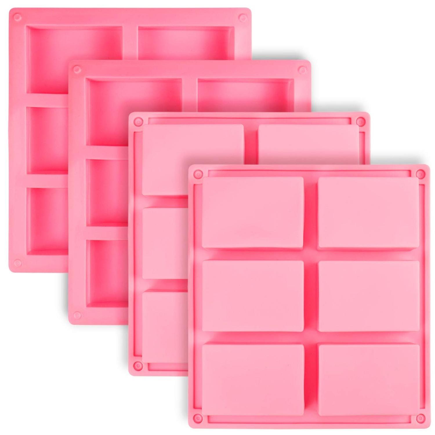 4 Pack Silicone Molds for Cake Muffin Pudding 6 Cavity Rectangle