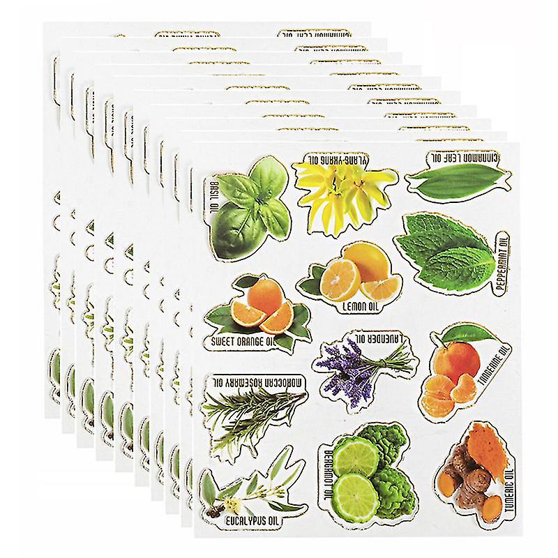 10blad Klistermärken för eteriska oljeflaskor
