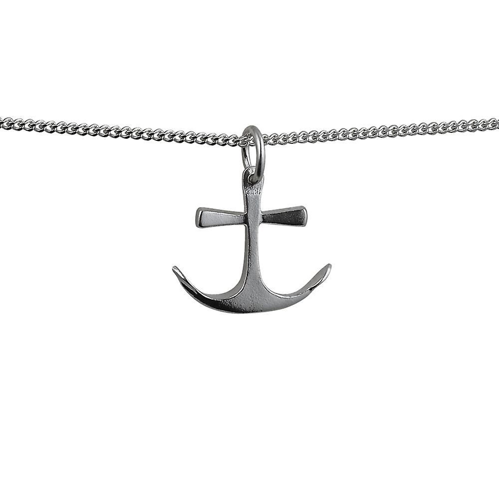 Silver 16x18mm Anchor Pendant with a curb Chain 24 inches