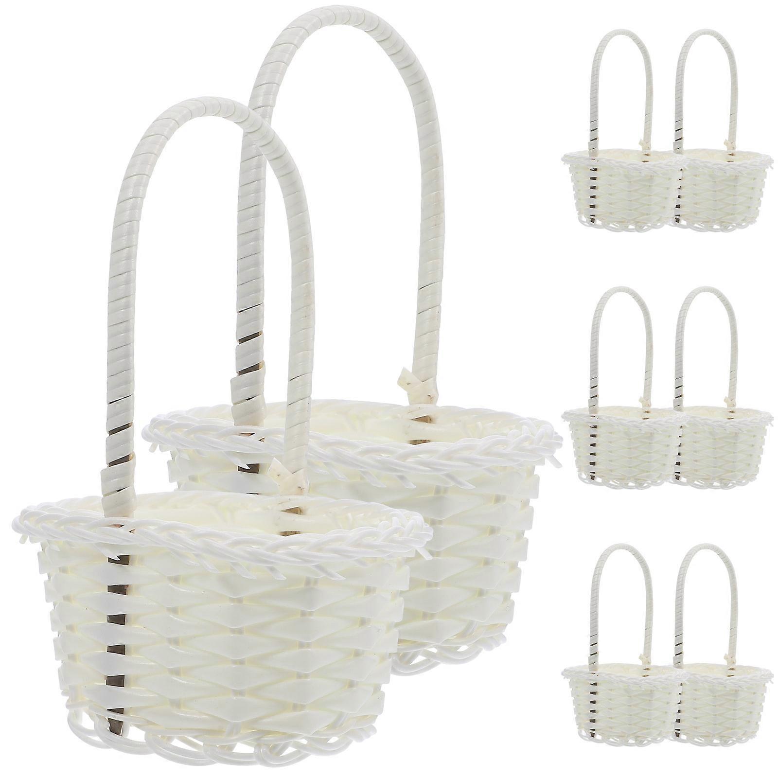 8pcs Plastic Rattan Baskets Pastoral Style Small Flower Baskets Fruit Picking Baskets