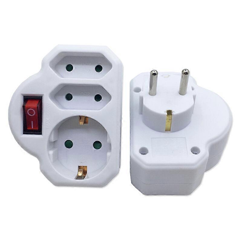 EU Extension Socket with On/Off Switch, Extension Socket, Plug Converter, European Standard, 6000 Outlets, 16A, 250V, 4.8mm, 2 Pin
