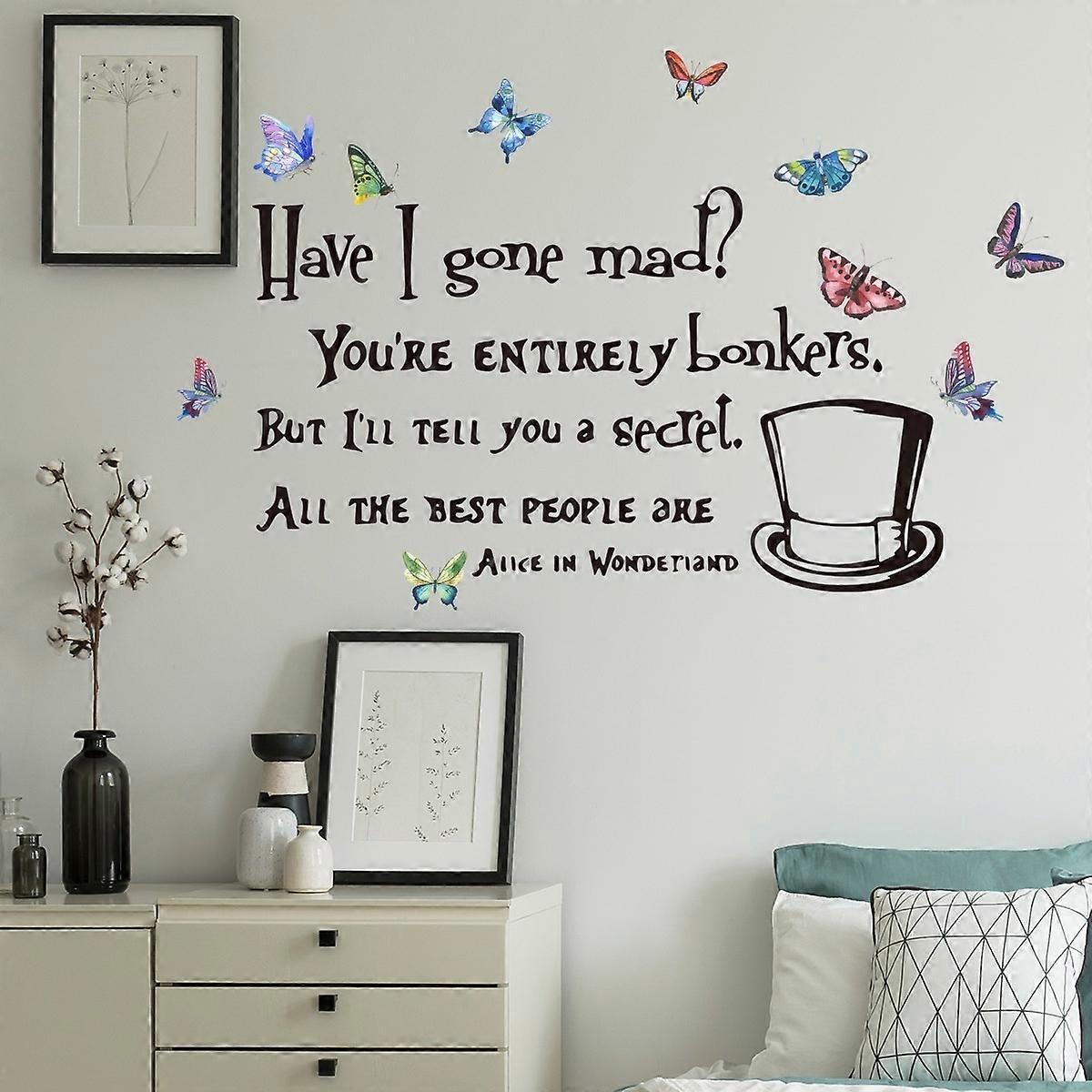 Creative English have I gone msd butterfly magic hat living room bedroom wall stickers