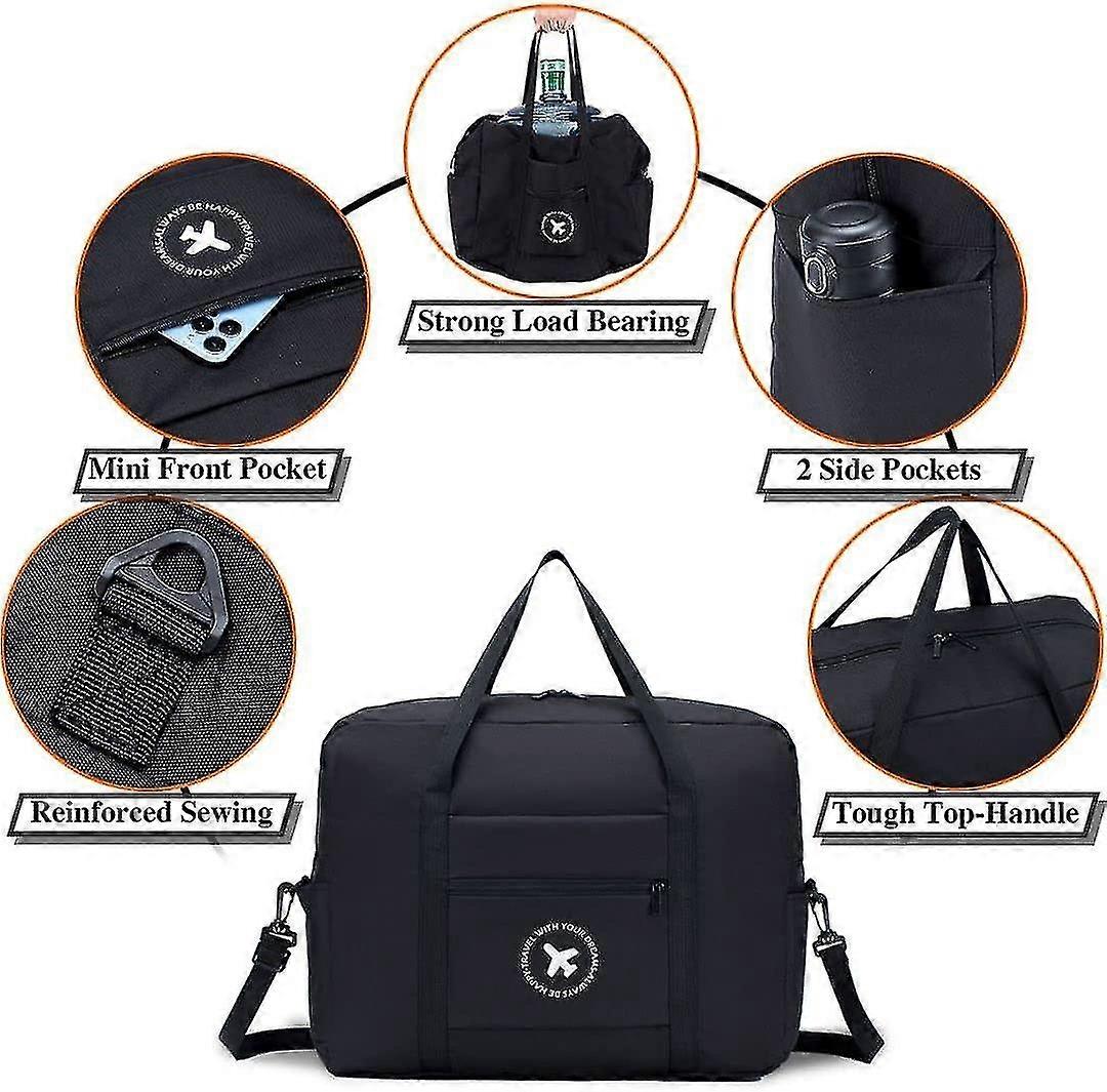 Sac De Sport 50L Pliable – Bandoulière Amovible, Compartiment Chaussures, Imperméable, Pour Voyage Ou Salle De Sport