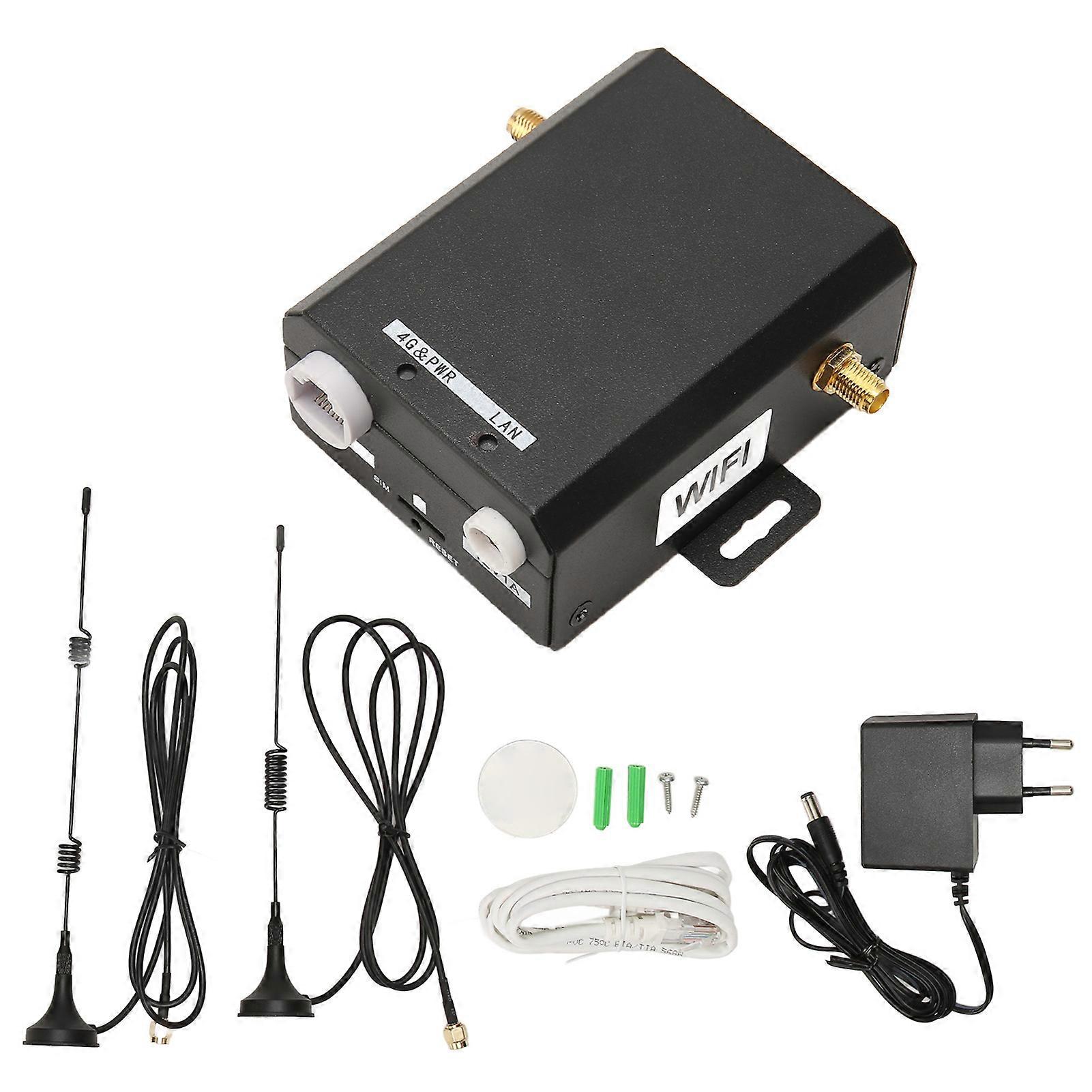Industrial 4G LTE Router 150Mbps Nano SIM Card Slot 16 Users Metal Shell Mobile WiFi Hotspot with 2 Antennas 100?240V EU Plug