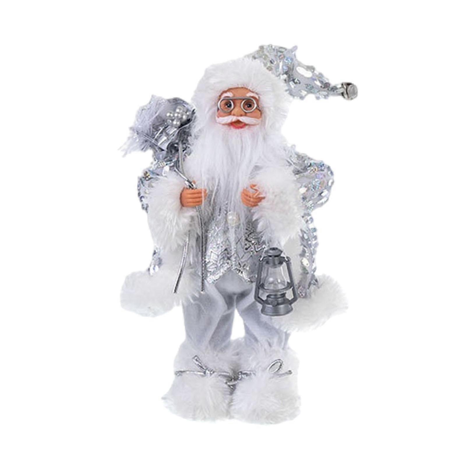 Santa Claus Figurine Shimmering Decor Christmas Doll for Home Table New Year S