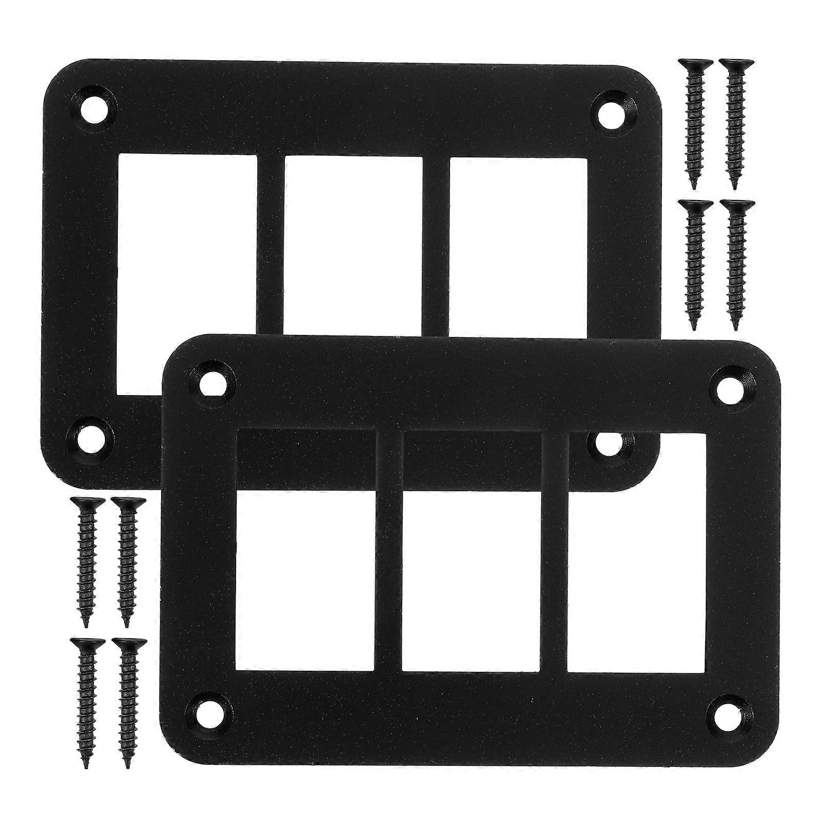 2pcs Switch Rocker Panel Marine Switch Panel Rocker Switch Panel Housing Holder (3 Gang)