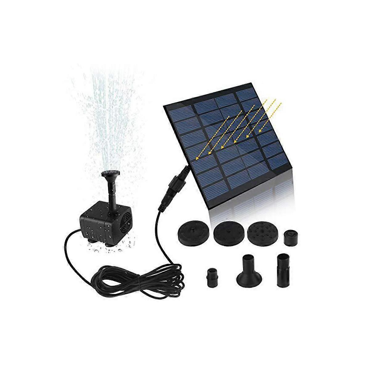 Solar Hydroponics Submersible Pump Multifunctional with 7 Nozzles Water Pump Filter Decorative Prop