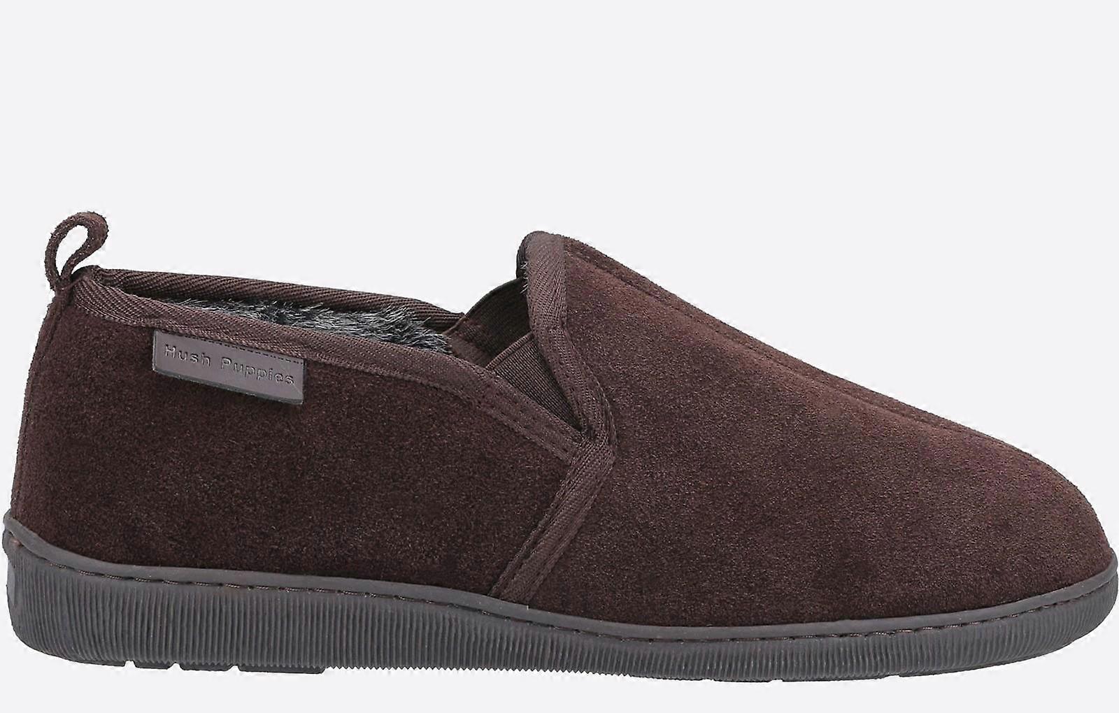 Hush Puppies Arnold Slip On Suede Memory Foam Slippers Brown