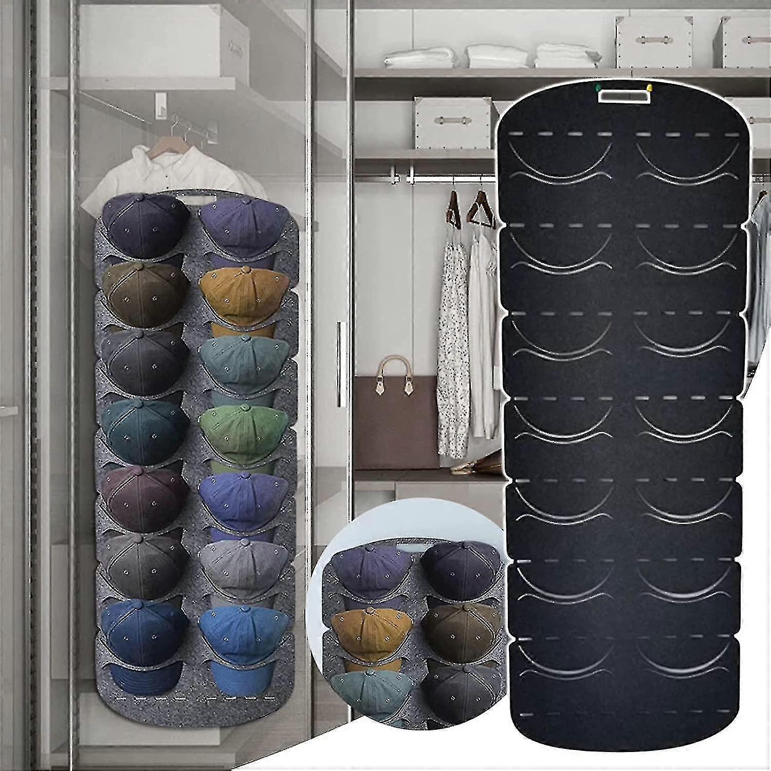 Baseball Cap Display Rack, Door Back Wall Non-woven Large Hanging Hat Storage Bag