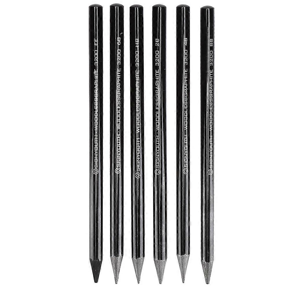 6Pcs Carbon Sketch Pen Professional Wood Painting Pencil Stationery Art Supplies 2B/4B/6B/8B/EE/HB