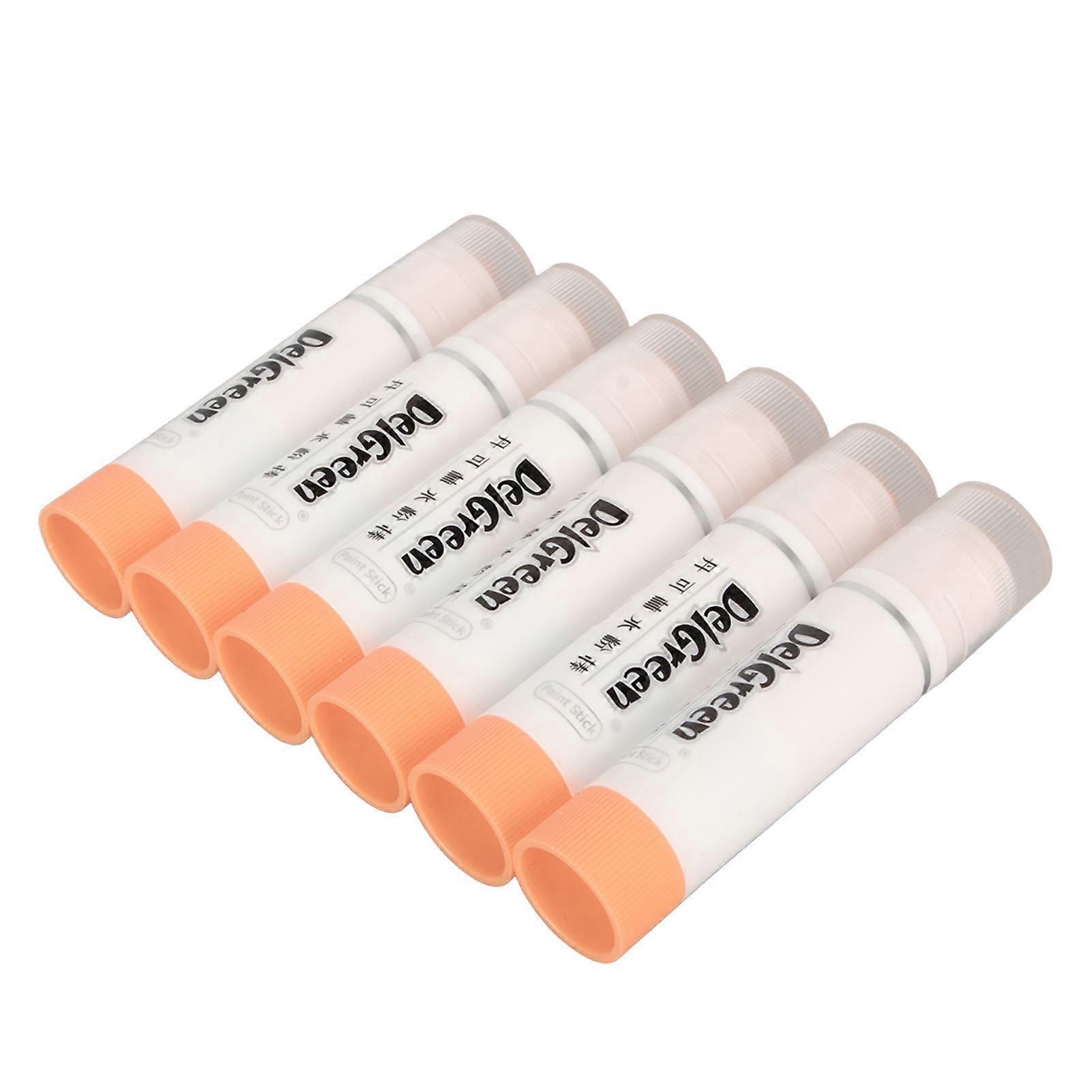 6Pcs Paint Sticks Quick Drying Washable Vibrant Pure Color Easy to Use Paint Pens for Coloring Painting Doodle Yellowish Pink