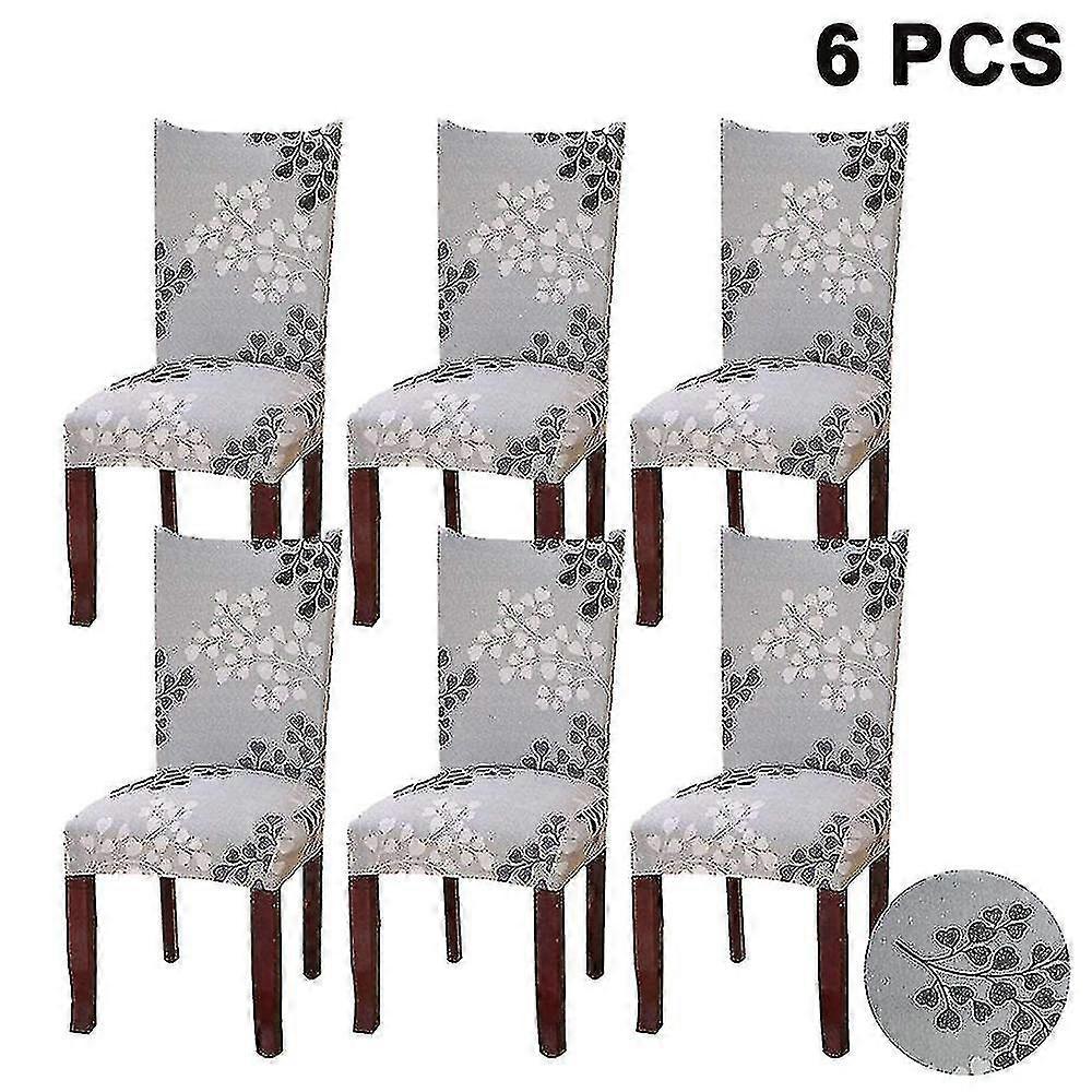 6pcs Fit Stretch Removable Washable Short Dining Chair Protector Ty