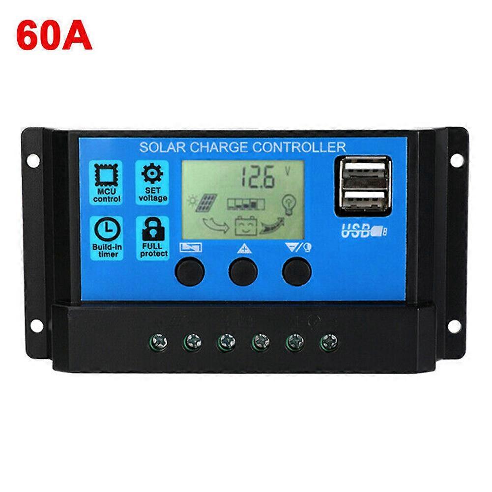 30A/60A Solar Panel Battery Charge Regulator 12V/24V Auto Big LCD Solar Panel Controller with 5V