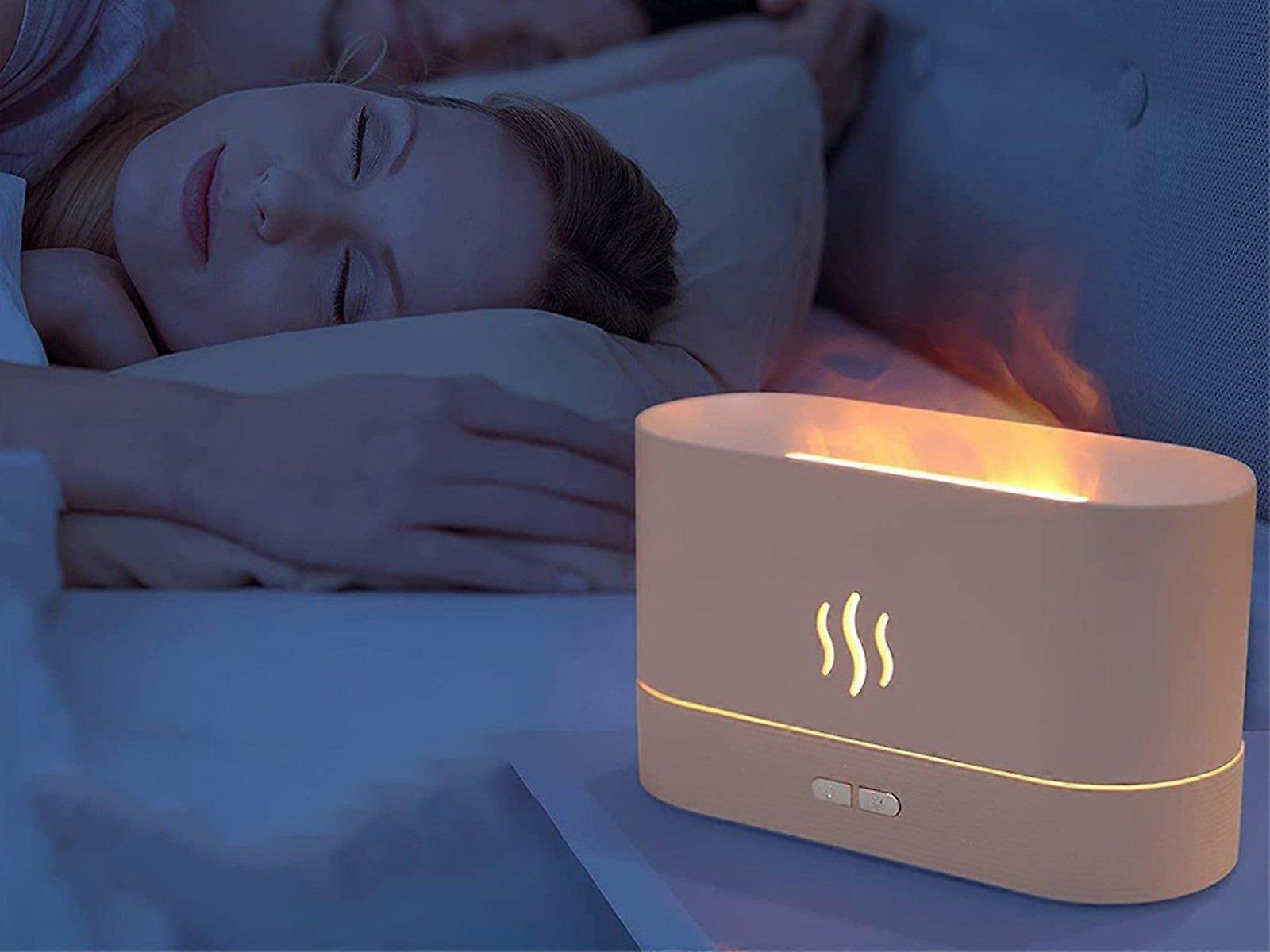 3D Flame Oil Diffuser Air Humidifier Noiseless Mist Aroma Diffuser White