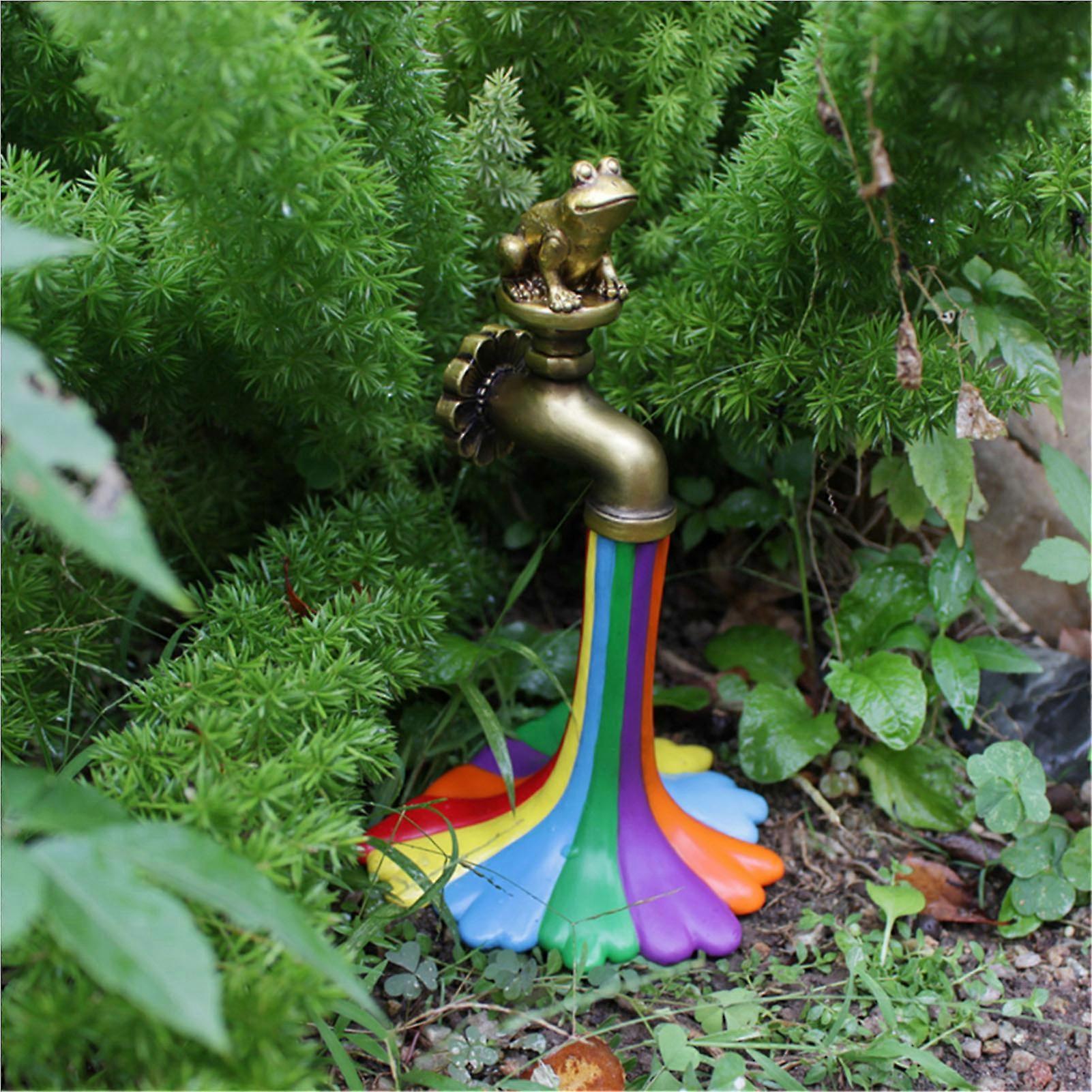 Frogs Rainbow Resin Crafts Simulation Frog American Country Style Resin Statue for Porch Patio Lawn Yard Decoration