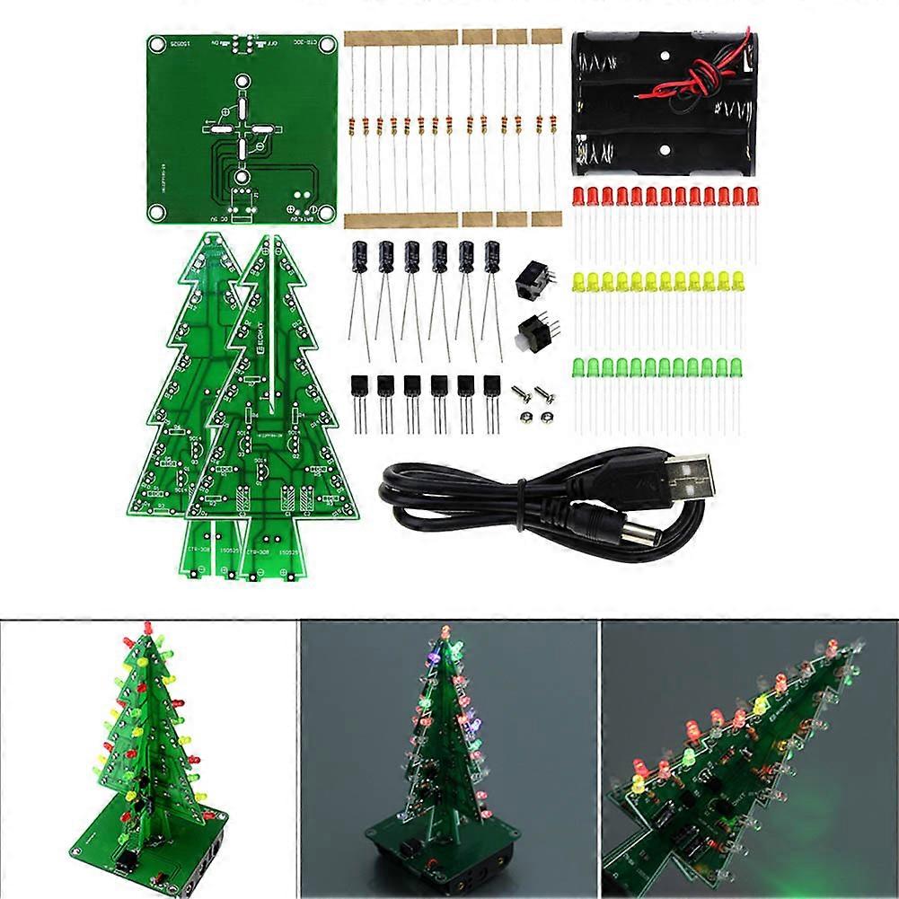 Christmas Tree LED Flash DIY Kit 3D Circuit Parts Glitter Electronic Learning Set