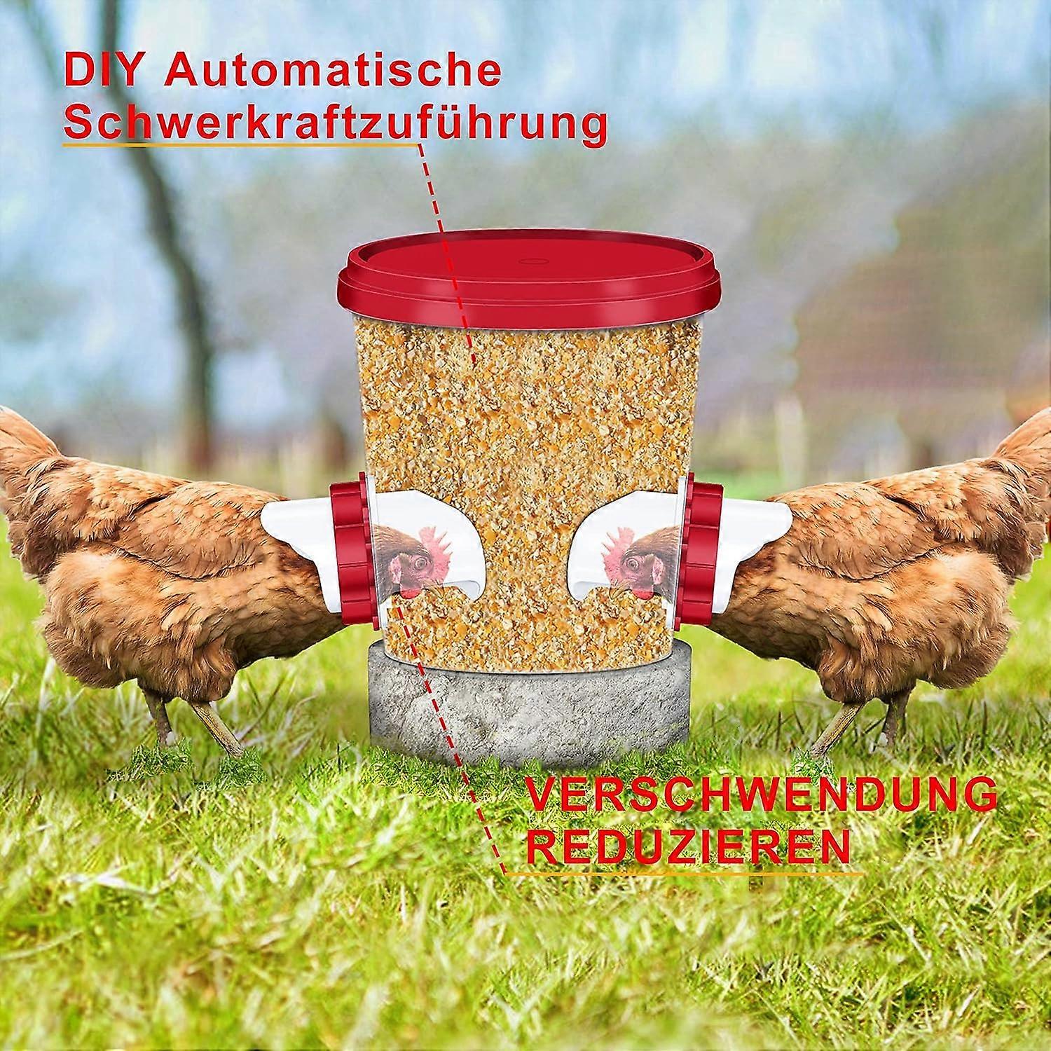 4 مغذيات دجاج ، مغذي دجاجة أوتوماتيكي ، 4 منافذ تغذية دواجن مجموعة الجاذبية للدلو ، 2024 بينغ