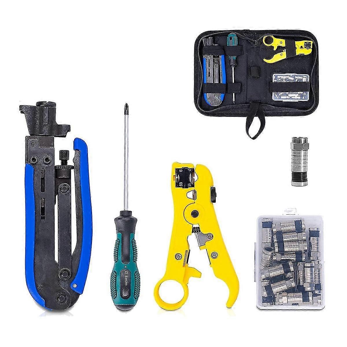 Coax Compression Tool Kit Coax Crimper And Rg6 Crimping Tool With 20 Pcs F Compression Connectors