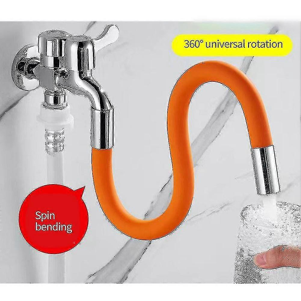 Universal Interface 360 Degree Water Tap Extension Hose-orange,20cm