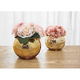 Vaso In Vetro Bolla Oro Lucido - Altezza 30 Cm, Larghezza Bocca 13 Cm - Design Moderno Ram - 2