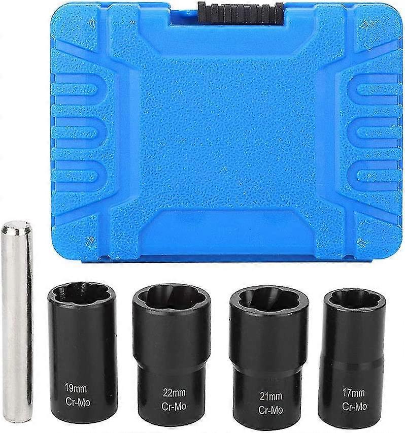 5pcs Socket Set Lock Wheel Nut Bolt Stud Extractor Puller 17mm 19mm 21mm 22mm Socket