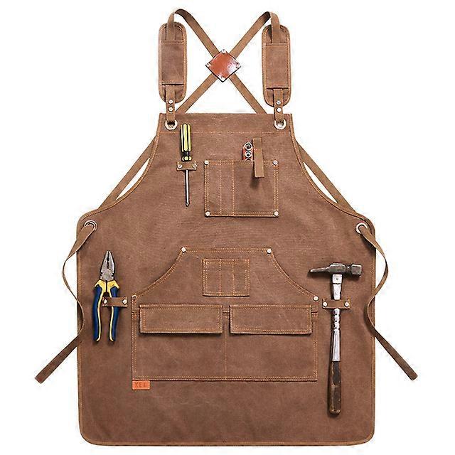 JWL Multi-function Bartender Gardener Apron Washed Cotton Canvas for Worker Studio Workshop Workwear Barista