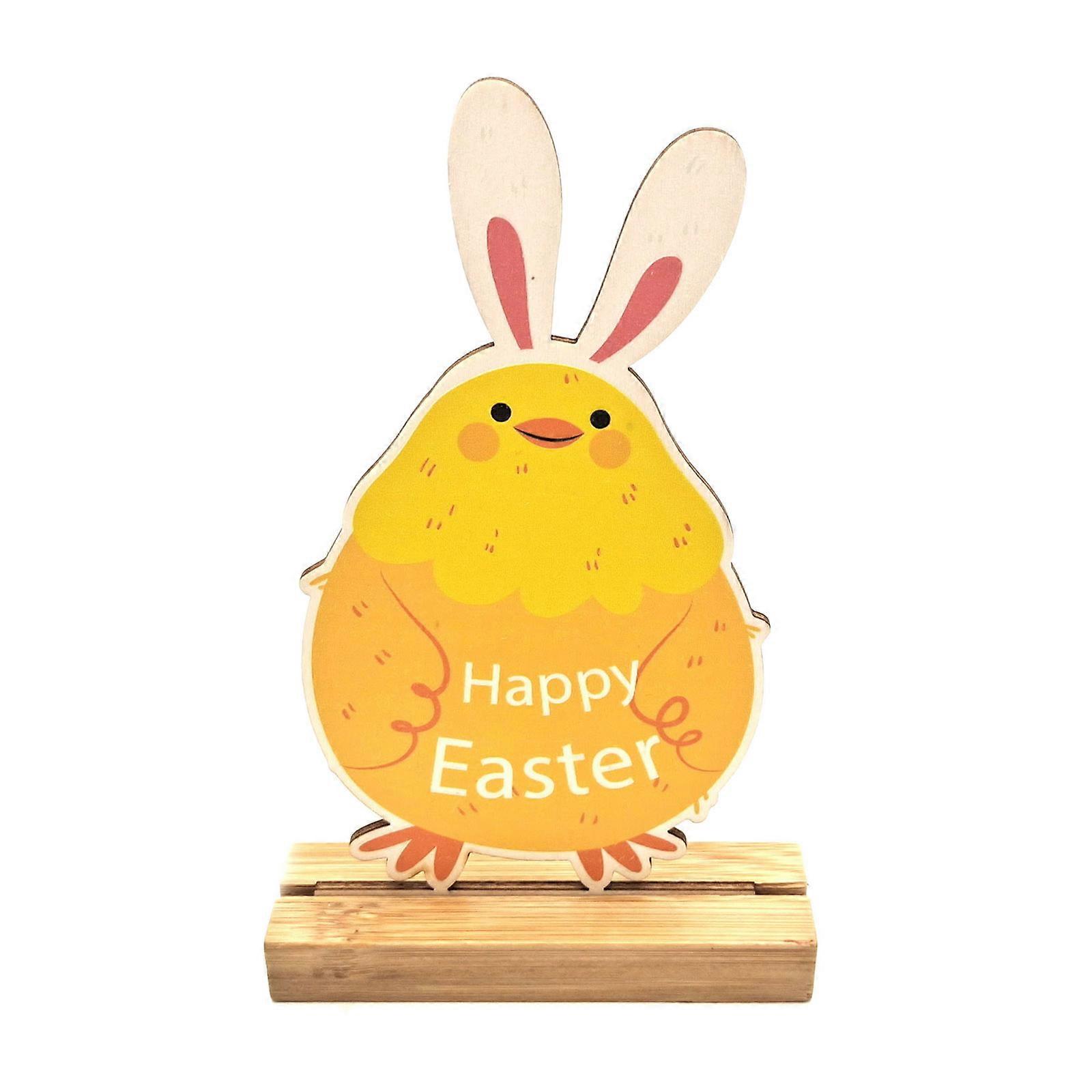 Painted Wooden Easter Gnome Desktop Ornament Cute Bunny Rabbit Table Decor Gift