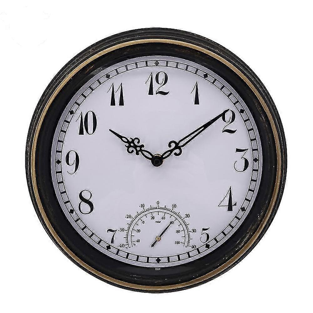 Waterproof Outdoor Garden Retro Thermometer Plastic Wall Clock