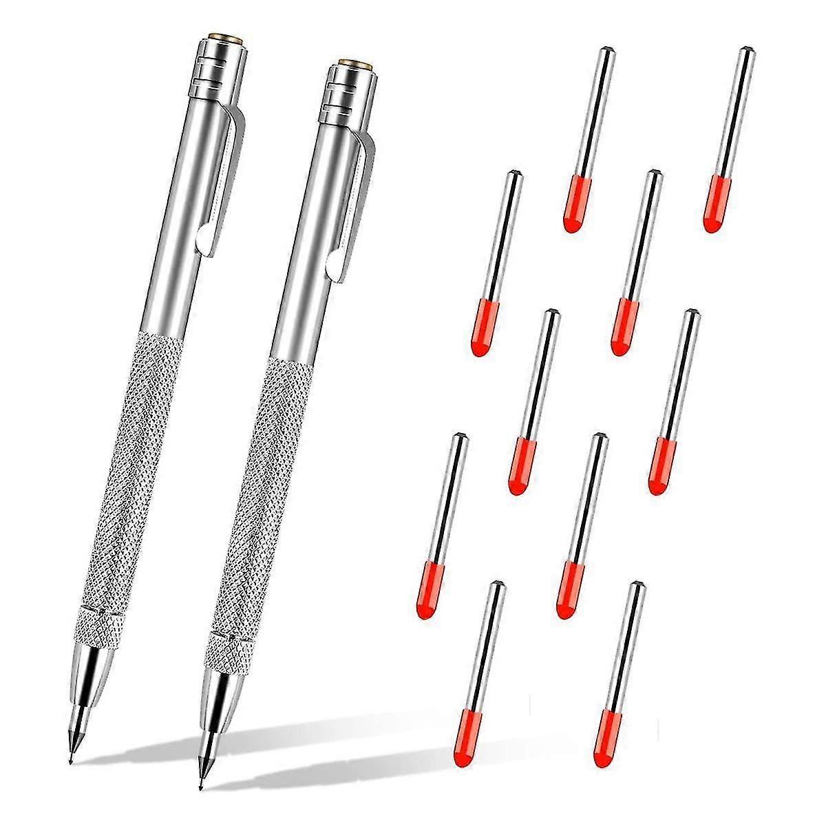 2 Packs Tungsten Carbide Scriber With Magnet, With Extra 10 Replacement Marking Tip, Metal Pen