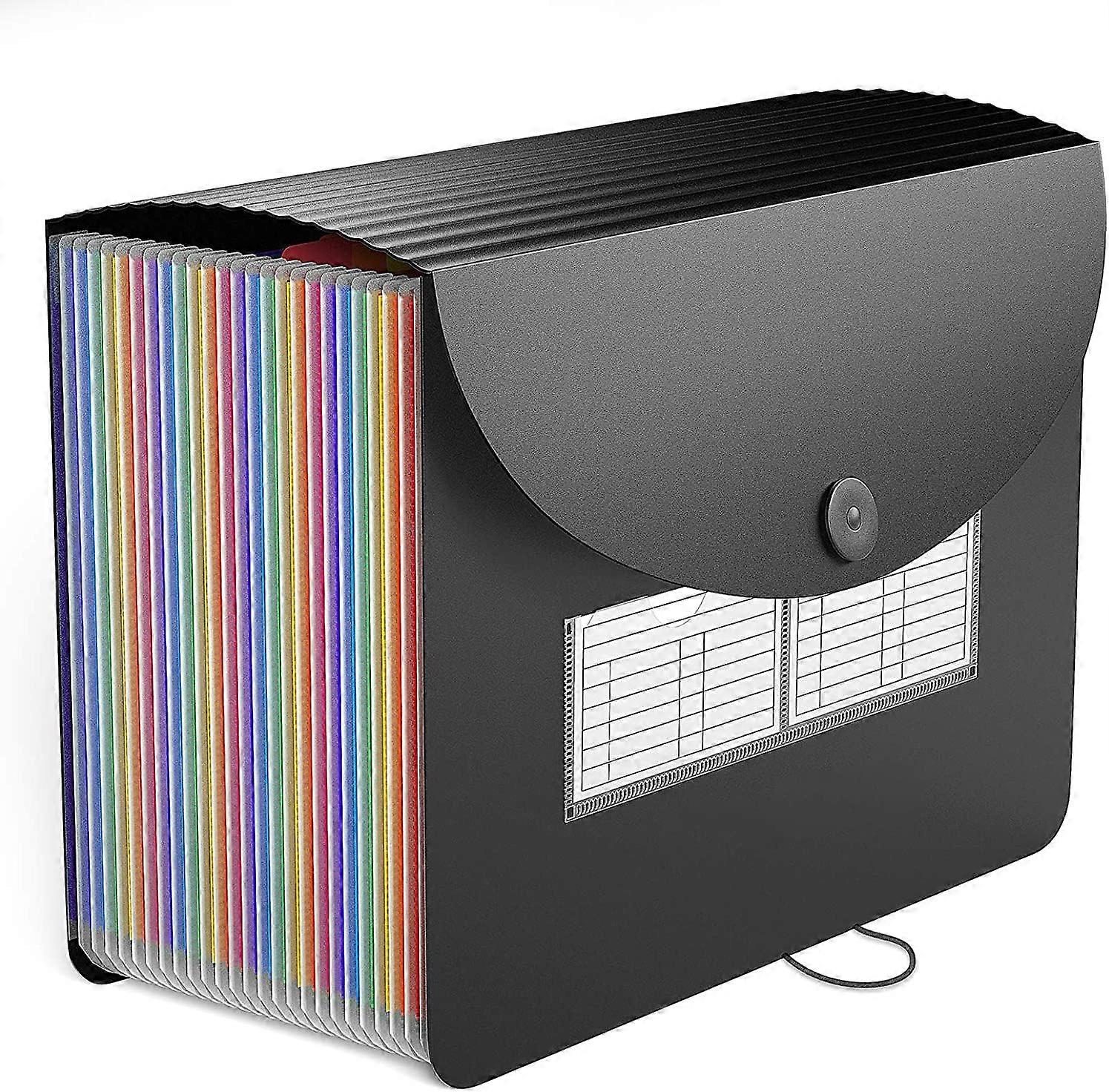 24 Pockets A4 Folder Folder Storage Folder Plastic Folder Expandable Filing Accordion Organizer, Colored Tabs