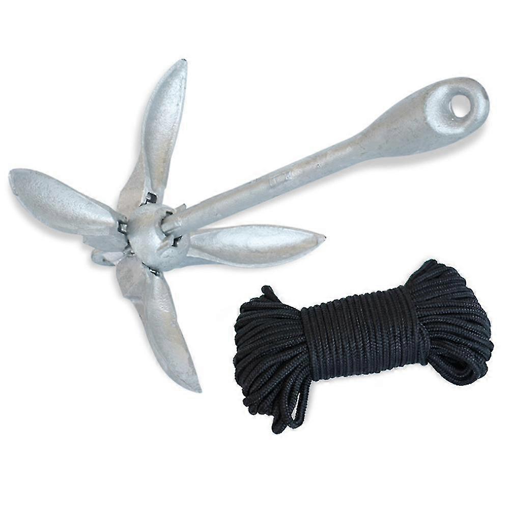 Inflatable Boat Rubber Boat Anchor 31cm Galvanized 1.5kg Foldable Carbon Steel Anchor With 20 Meter