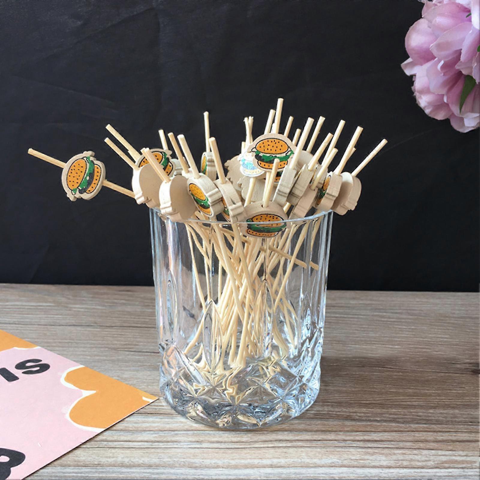 100Pcs Fruit Fork Creative Bamboo Stick Home Supply