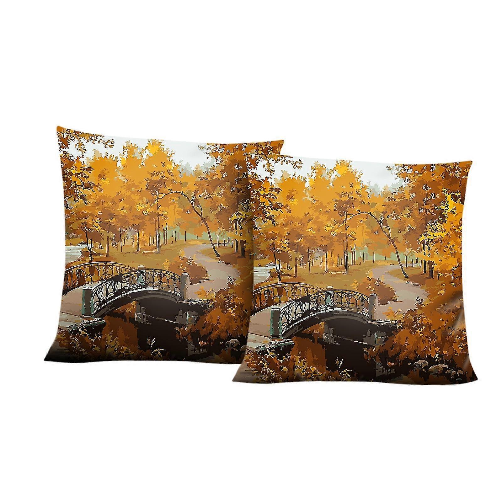 Printed Linen Encrypted Fine Linen Pillowcase Cushion Cover 2pc