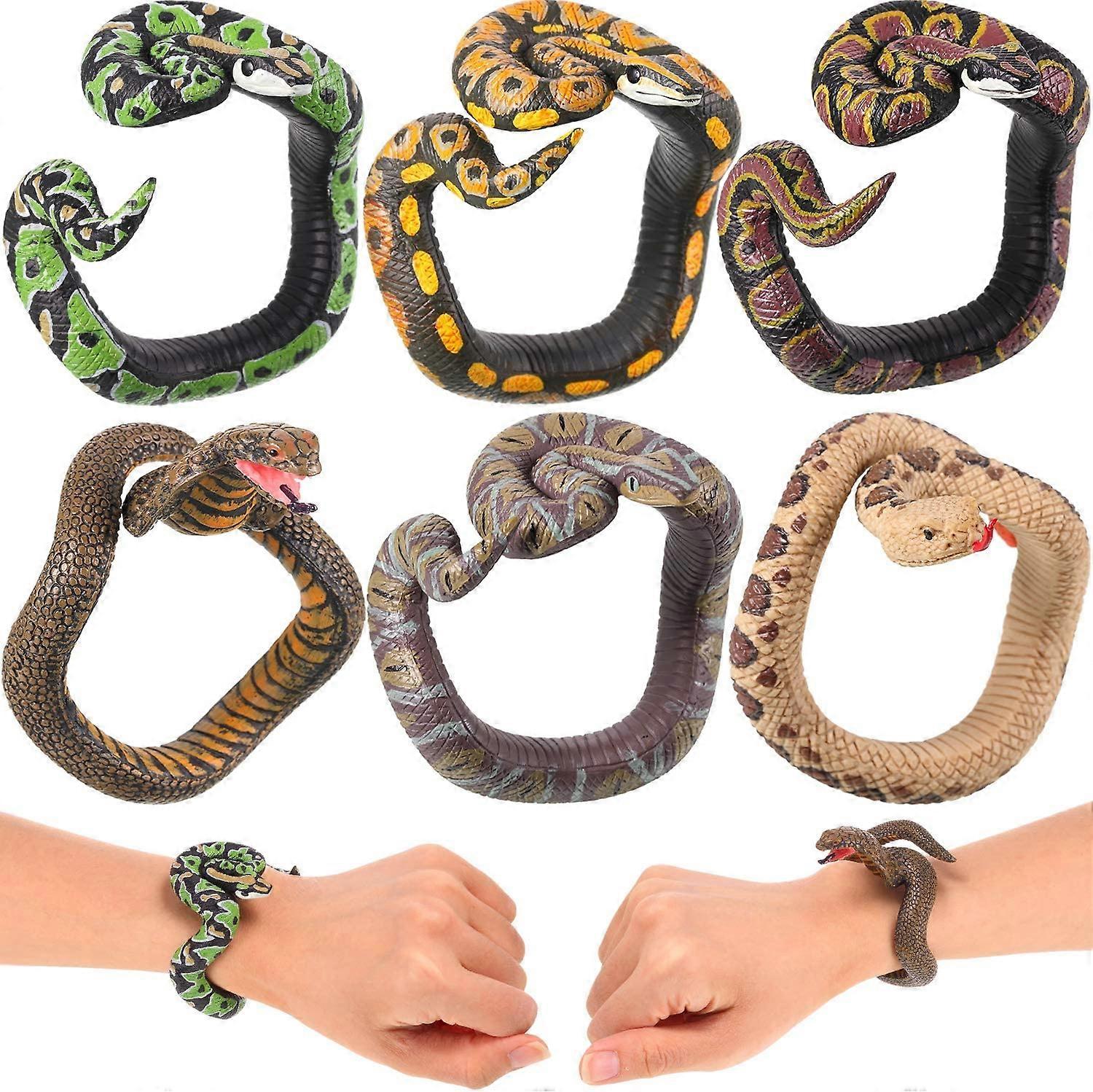 6pcs Toy Snake Bracelet PVC Simulated