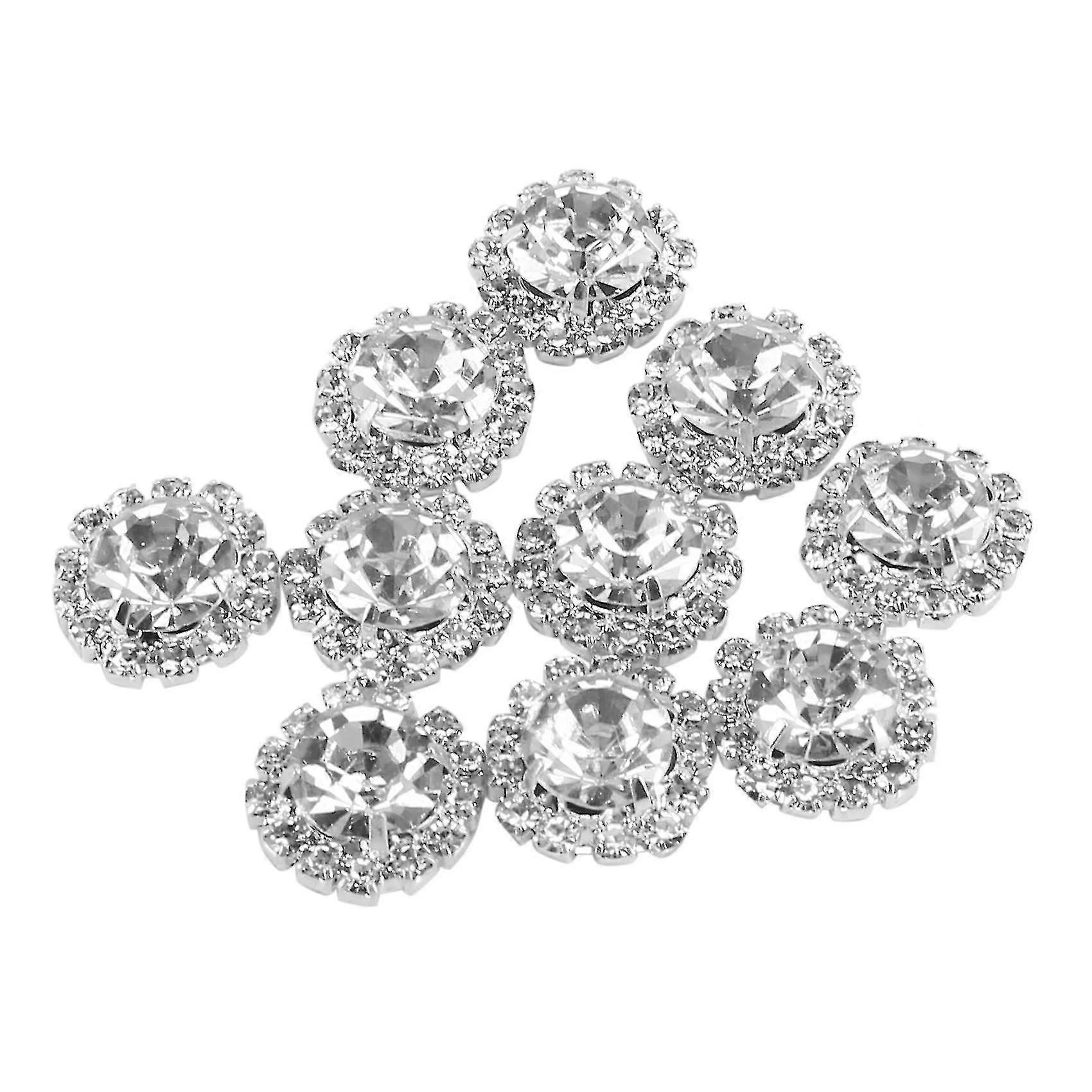 Crystal Rhinestone Button Flat Back Decoration Diy 15mm 10 Pcs Clear