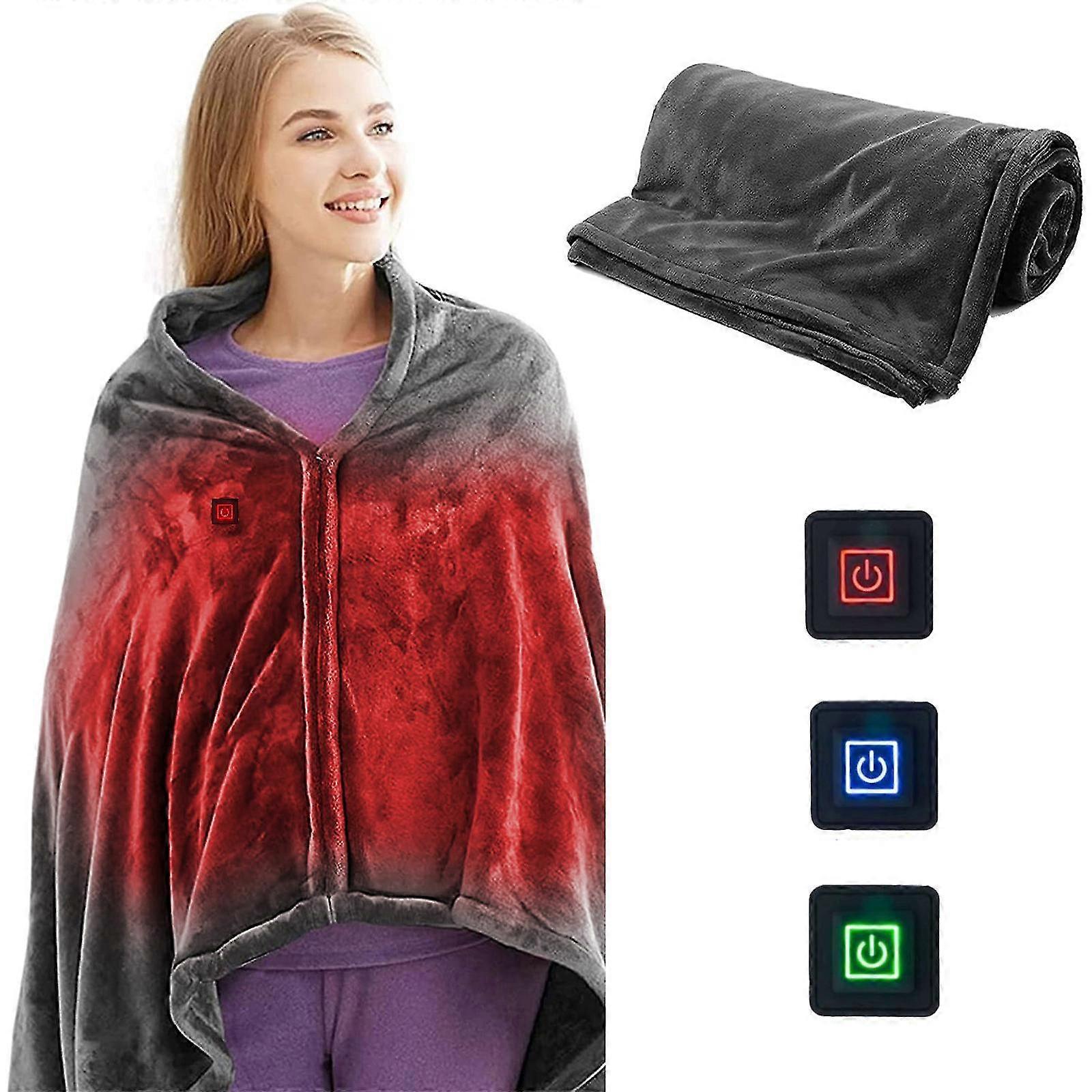 Usb Electric Blankets,Usb Operated Heated Blanket, 59 X 31.5In Cordless Electric Throw Blanket Portable, 3 Heating Level,Electric Heated Blanket