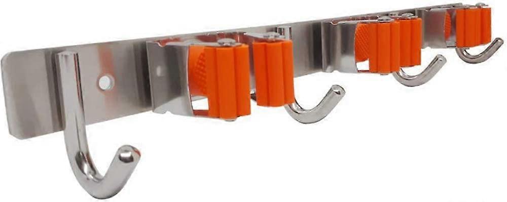 Utility Broom Holder, with 3 Holders and 4 Hooks
