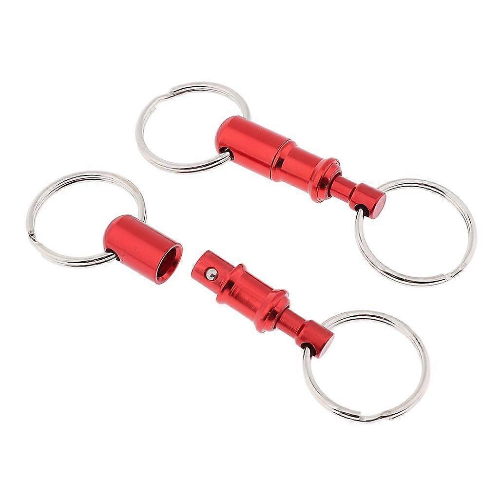 2 Pieces Breakaway Key Ring Separate Car Keys Quick Release Keychain Red