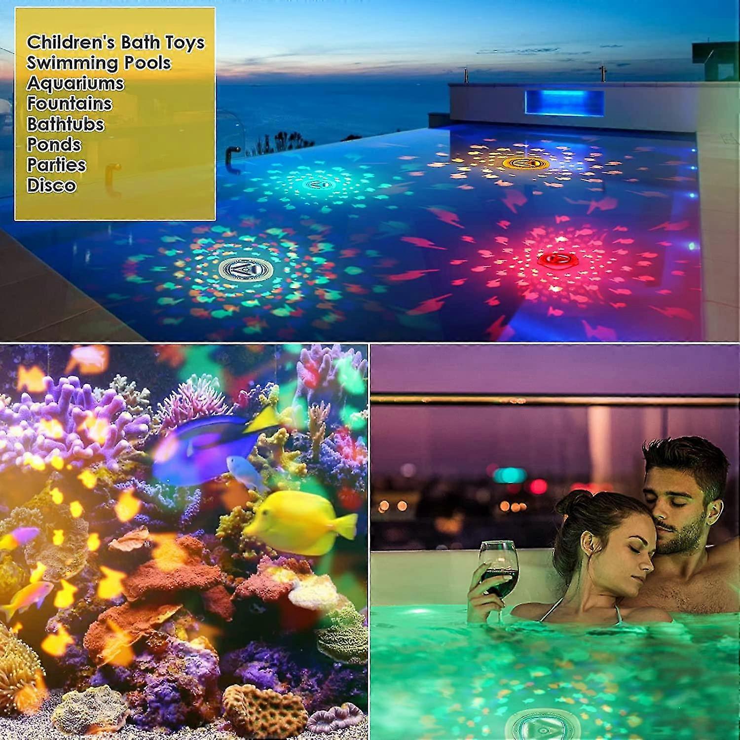 Swimming Floating Pool Lights, Fish Pattern 3pcs Color Changing Underwater Pool Light That Float, 4 Colors 2 Modes