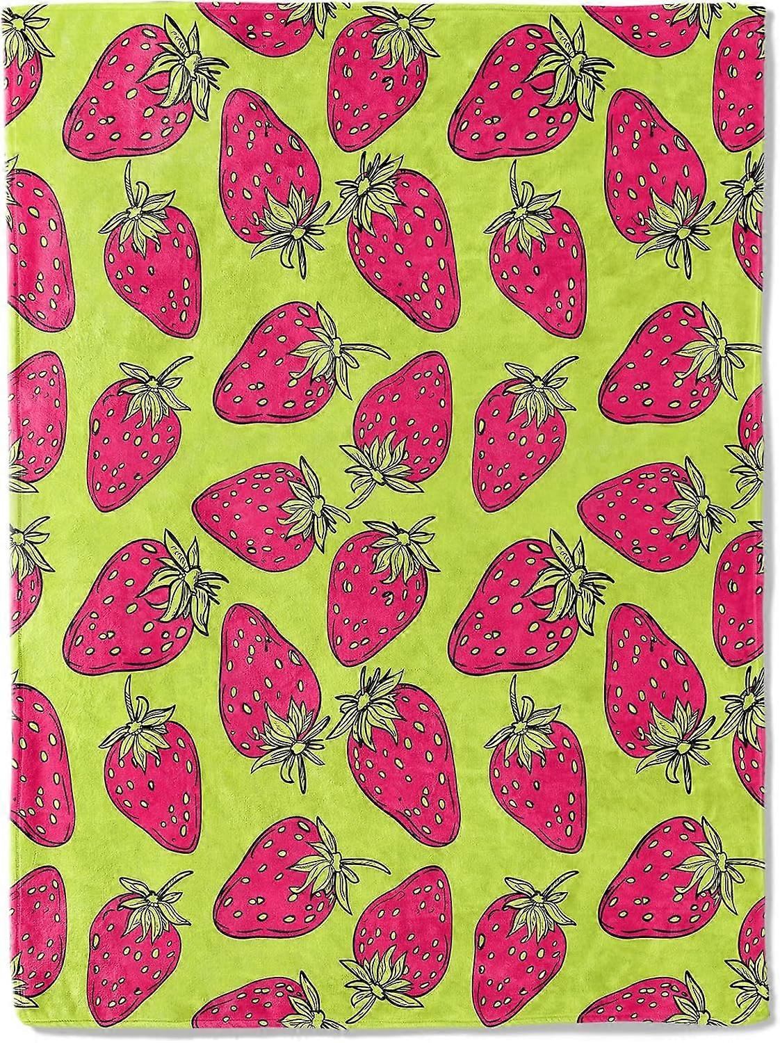 Funny Strawberry Blanket - Super Soft, Cozy, Lightweight Flannel Throw - Warm, Anti-Pilling Plush Blanket for Couch, Bed, Office, Travel, Unisex - 806
