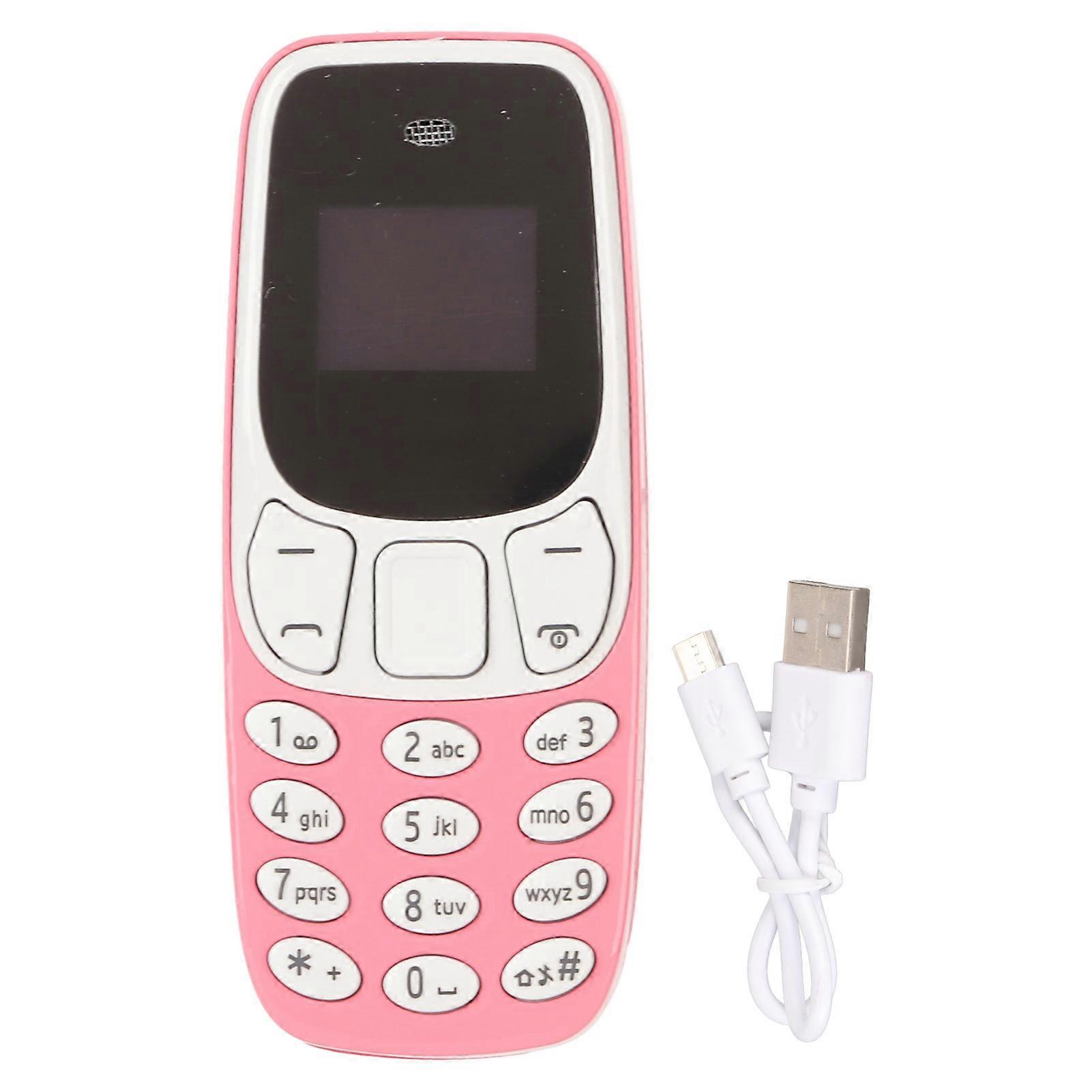 世界最小の携帯電話 ハンズフリー Bluetooth ダイヤラー デュアル SIM カードロック解除 GSM 2 in 1 ミニ携帯電話 ピンク