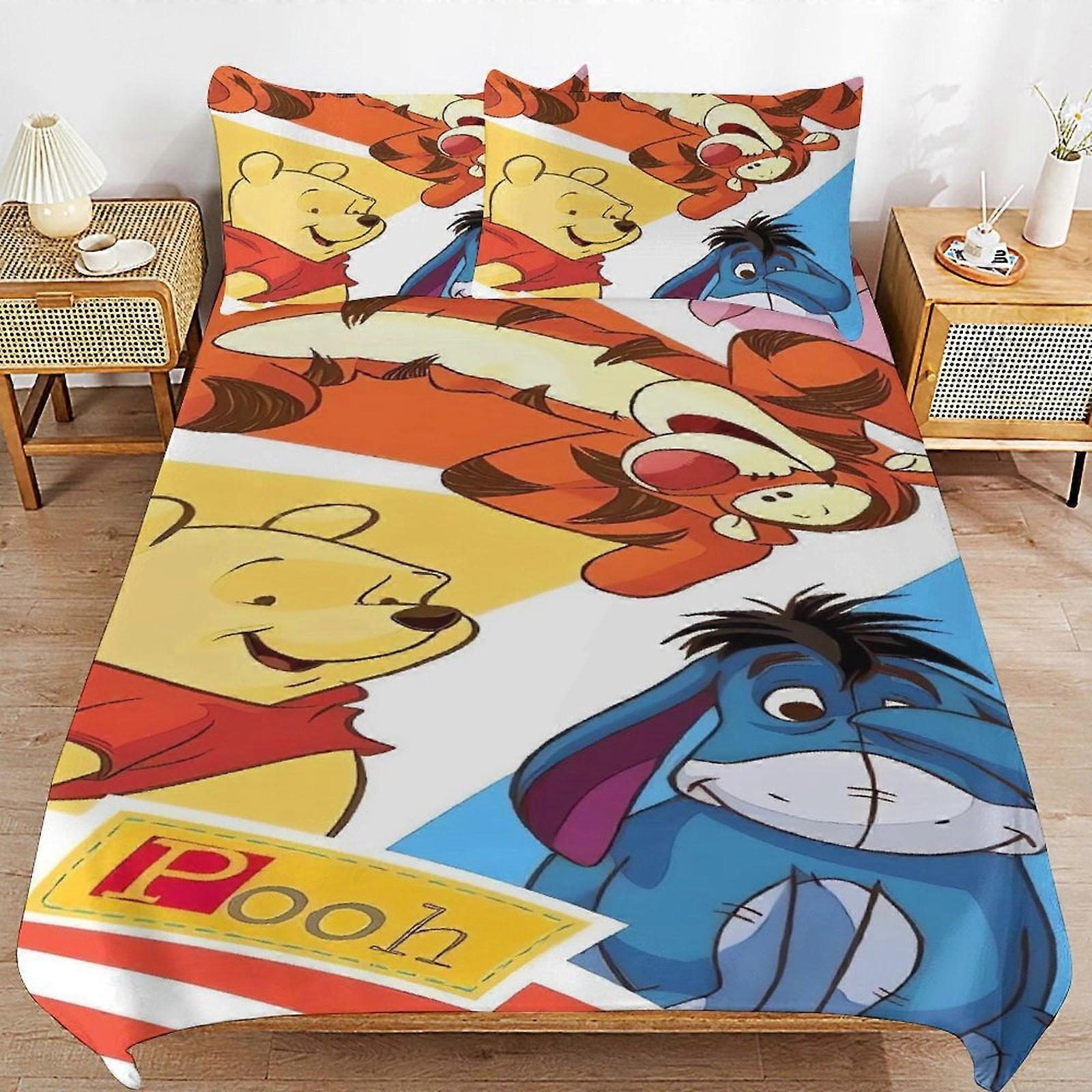 Bedding set MV79 Winnie The Pooh Bed Duvet Cover Microfiber Bedding Sets 3D Printed Lightweight 3 Piece Comforter Sets, Brings you warmth YF79