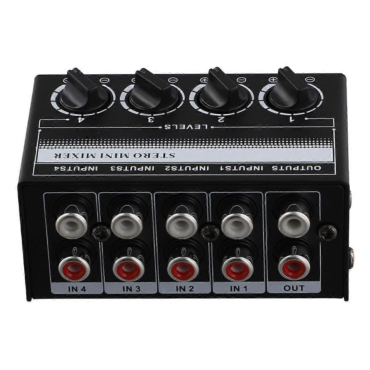 Mini Stereo Audio Mixer 4-Channel Passive Mixer Portable Audio Mixer Lotus Socket Input for Live Studio CD Players