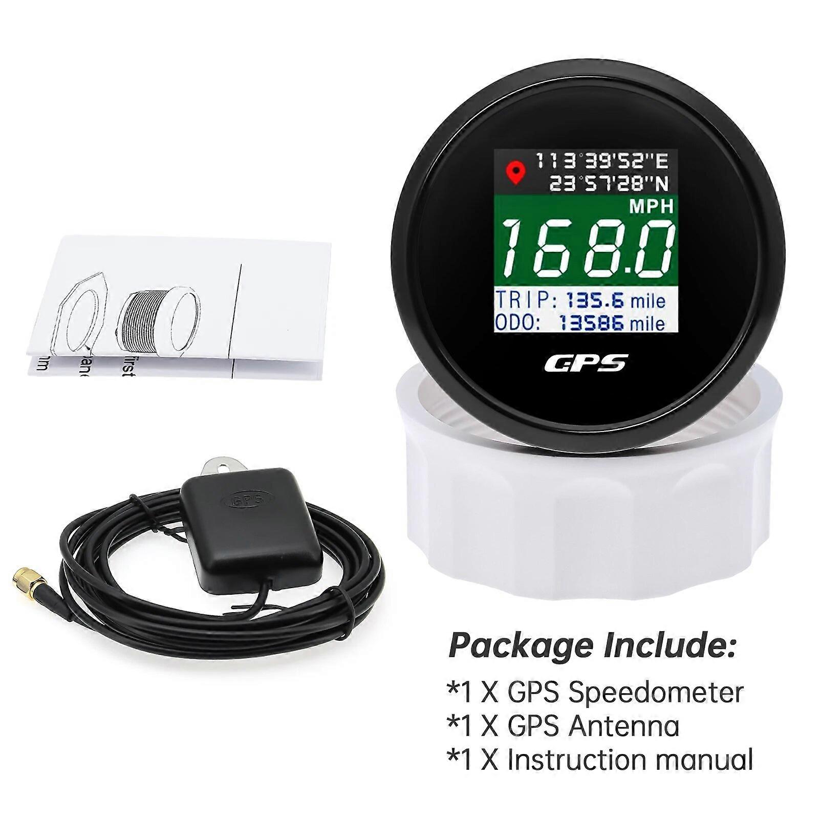 12V 24V Digital GPS Speedometer 52mm TFT Screen Trip ODO With Adjustable Mph Knot Km/h GPS Antenna For Motor Boat Car RV