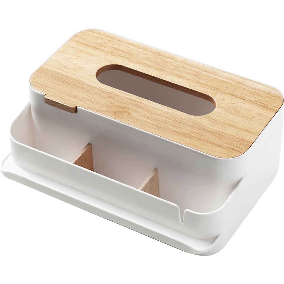 Multifunctional Tissue Box Tissue Bracket Distributor with Wooden Organizer Kitchen Bedroom Decorat