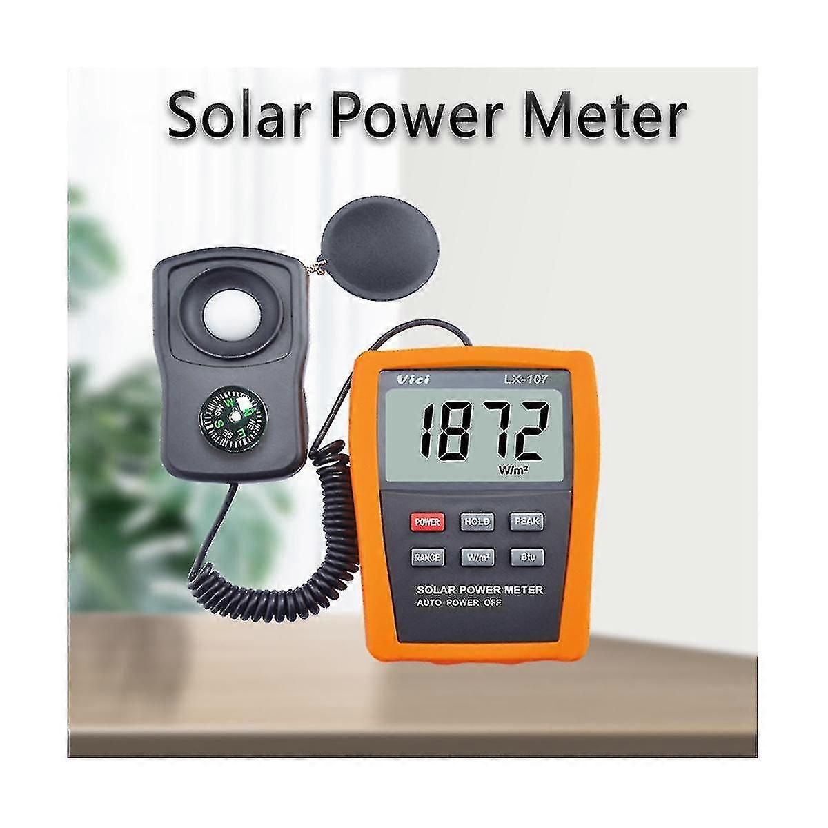 Lx107 Solar Powers Meter Optical Solar Research Glass Light Intensity Data Hold Btu Light Radiation Tester
